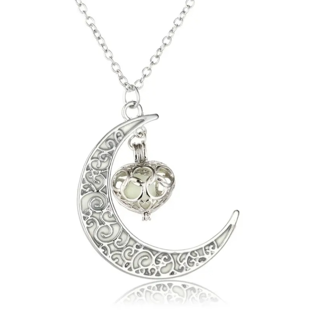 New Moon Love Luminous Pendant Necklace Glow Trendy Jewelry Holiday Style - Picture 2 of 3